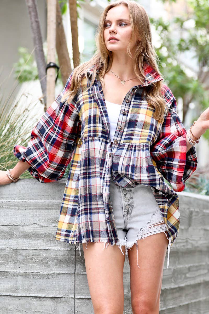 Plaid Babydoll Top