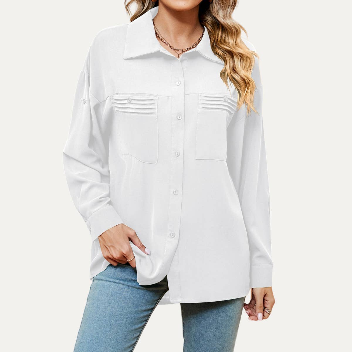 Working Out Solid Long Sleeve Pocket-Font Shirt: