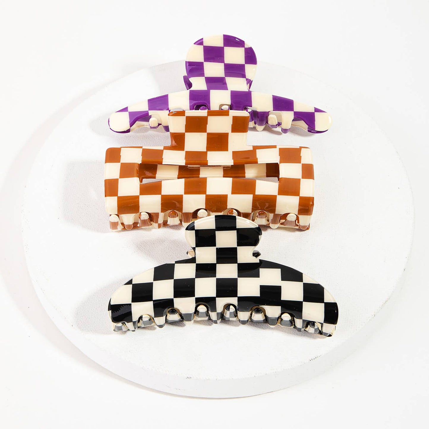 Checkered Pattern Hair Clips