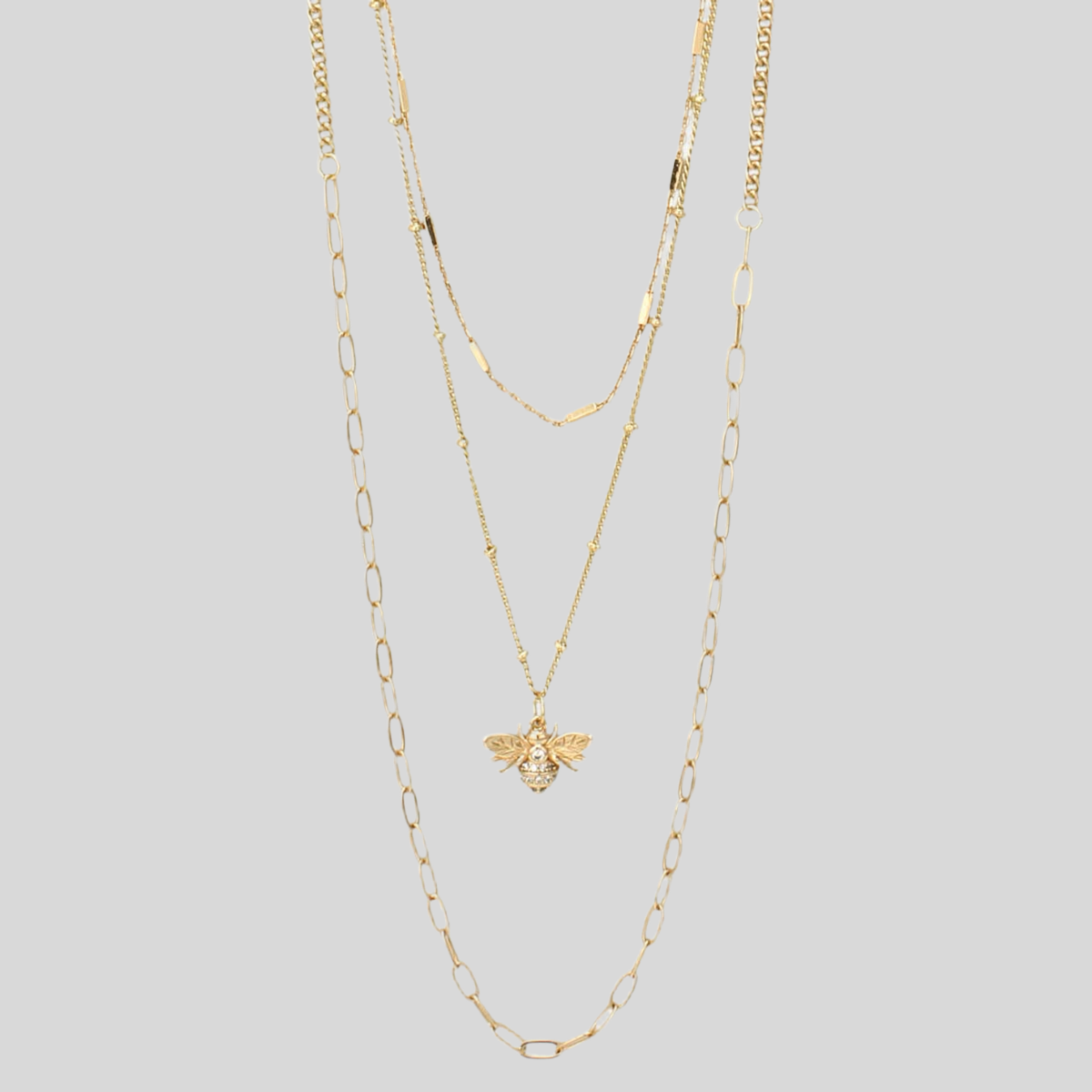 Garden Gold Bee Charm Layer Necklace
