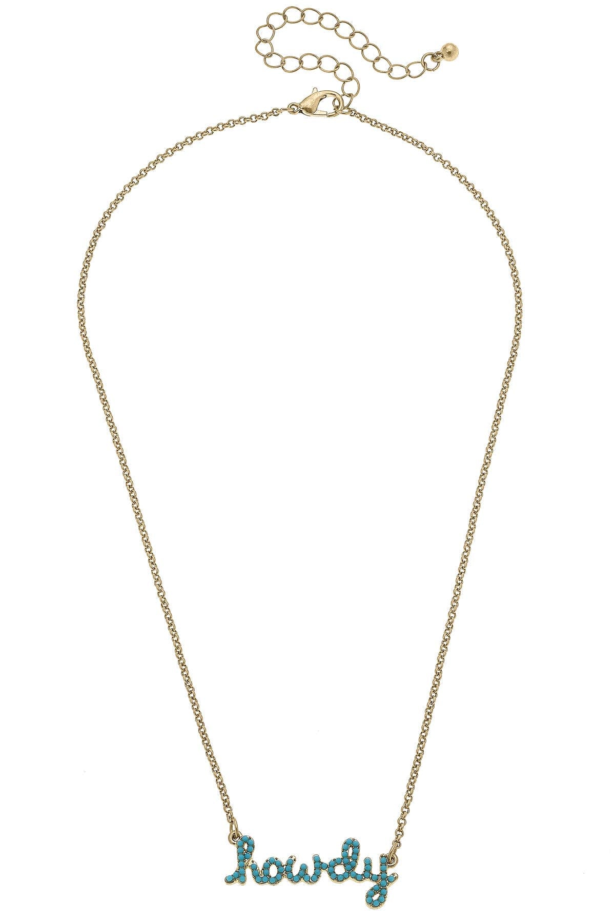 Howdy Turquoise Studded Script Necklace