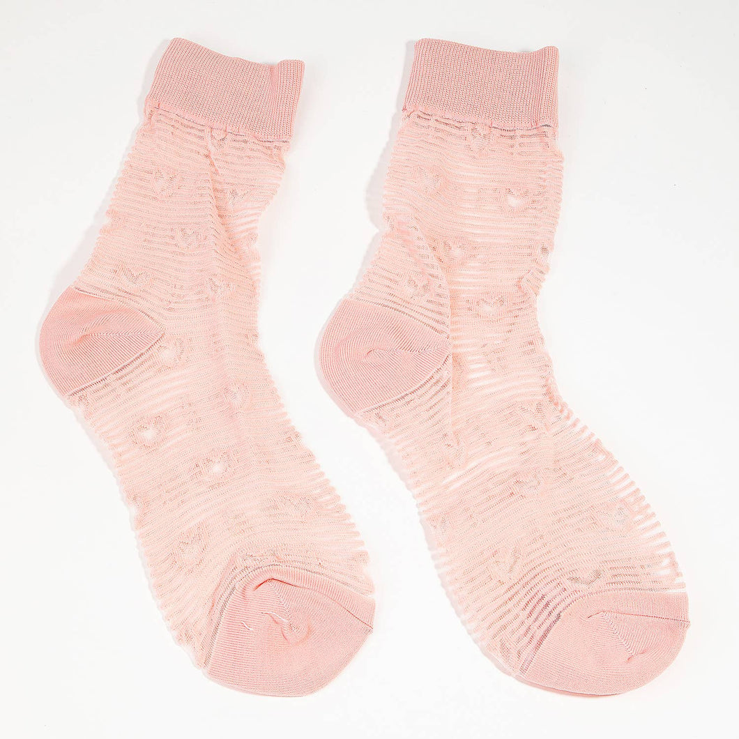 Sheer Pink Heart Socks