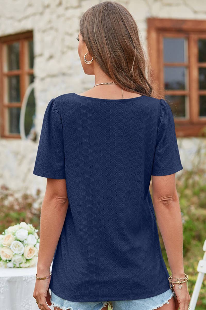 SQUERE NECK PUNCHING LACE TOP