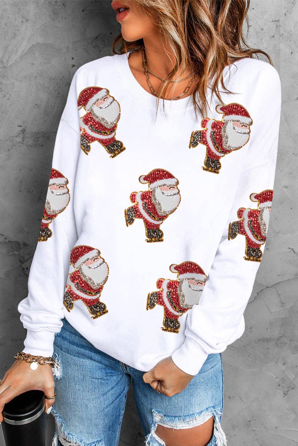 Glitter Santa Claus Christmas Skate Sweatshirt