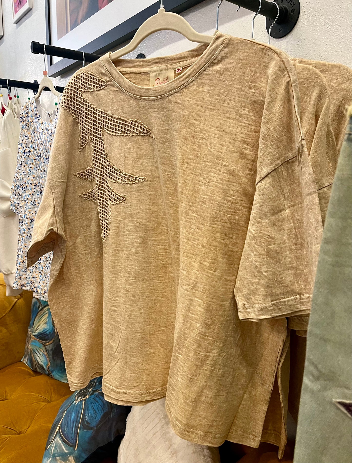 Tea Dye Lace Accent Top