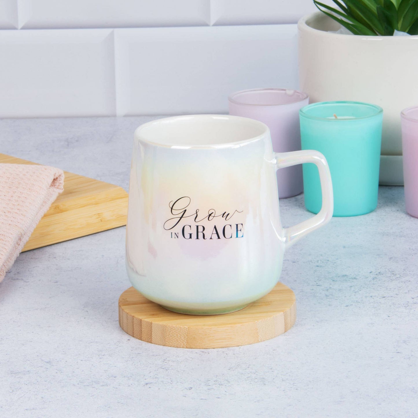 Grow in Grace Iridescent Ceramic Coffee Mug