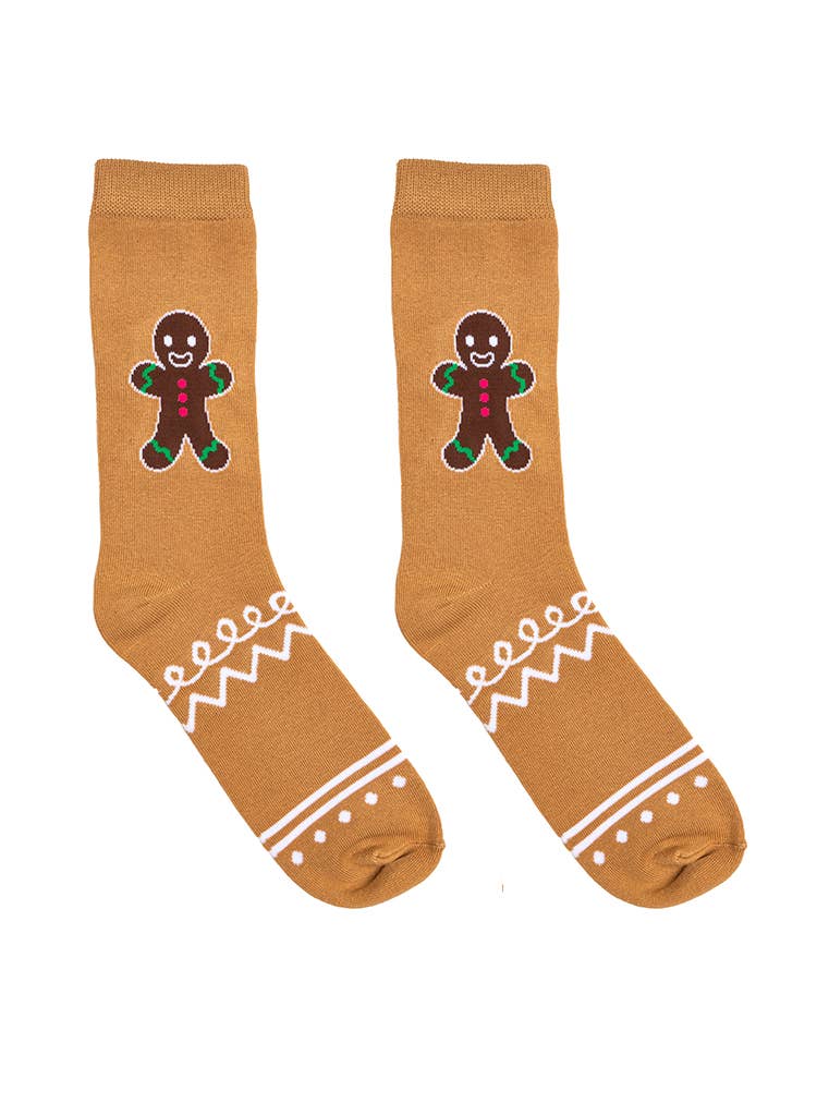 3D Packaged Crew Socks-Gingerbread Man