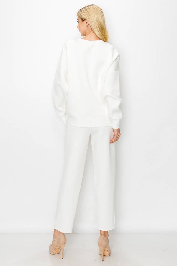 Felice French Scuba Pant: WHITE