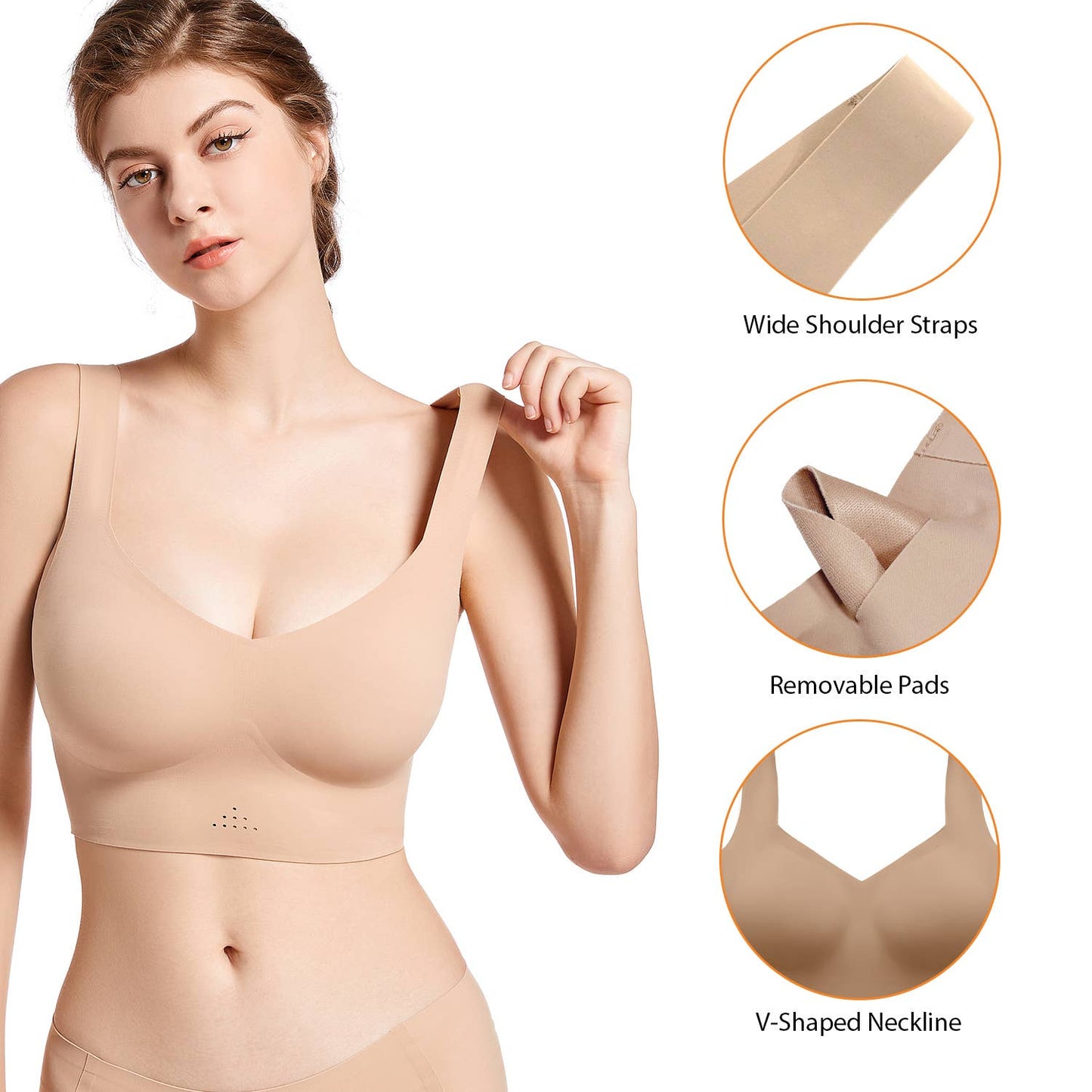 SHAPERX Longline Bra Everyday Wear V-Shaped Neck brassiere
