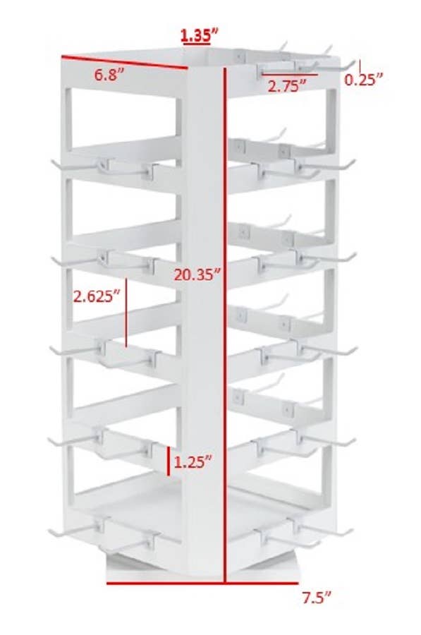 Square Wood Jewelry Spinner (Comes with 40 hooks)
