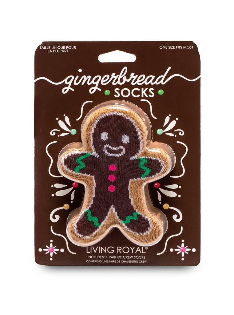 3D Packaged Crew Socks-Gingerbread Man
