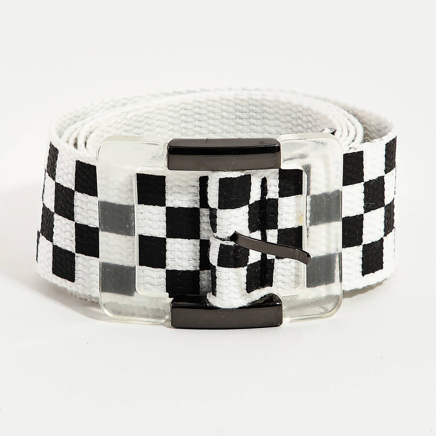 Black White Checkered Fashion Belt