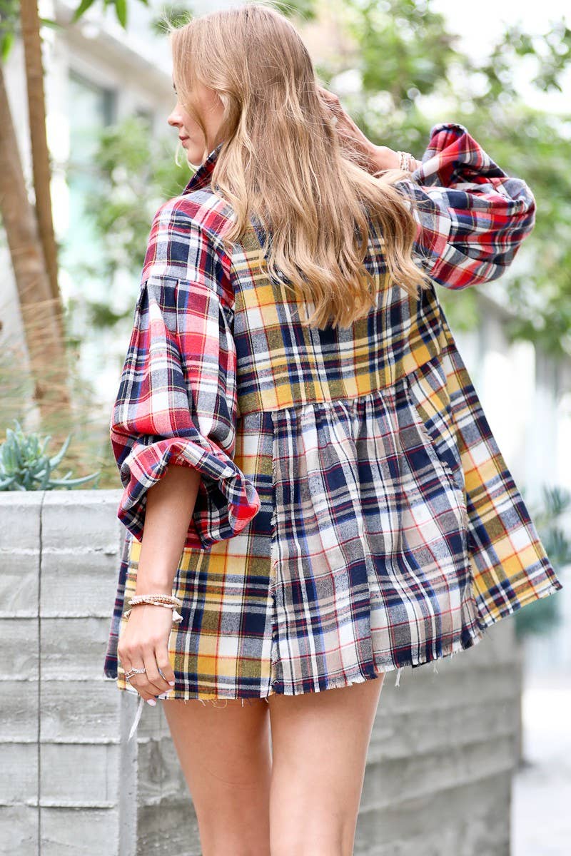 Plaid Babydoll Top