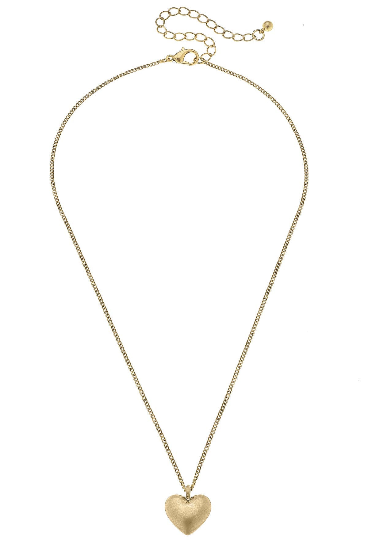 McKenna Delicate Heart Necklace in Worn Gold
