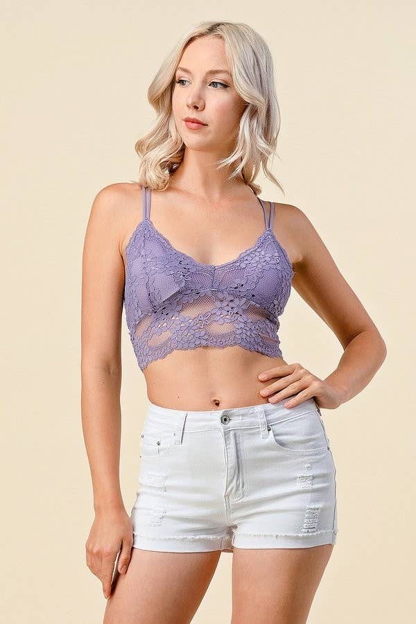 Double Strap-Multi Lines Back Lace Bralette