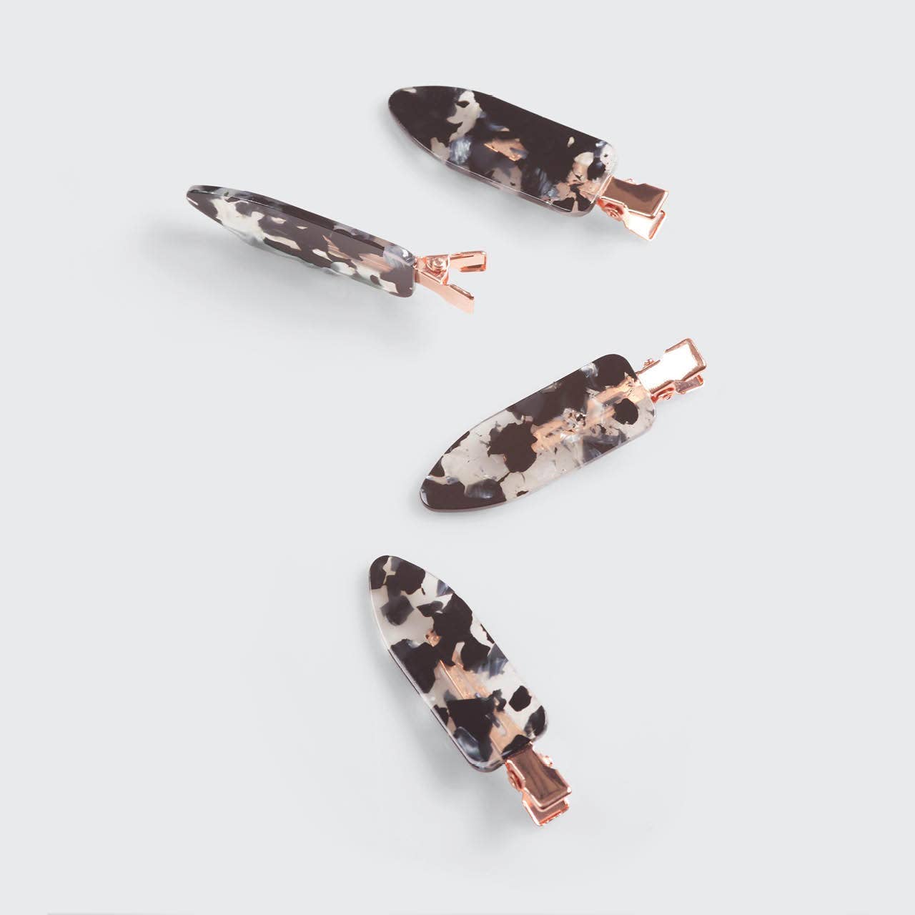 Eco-Friendly Creaseless Clips 4pc Set - (Black Terrazzo)