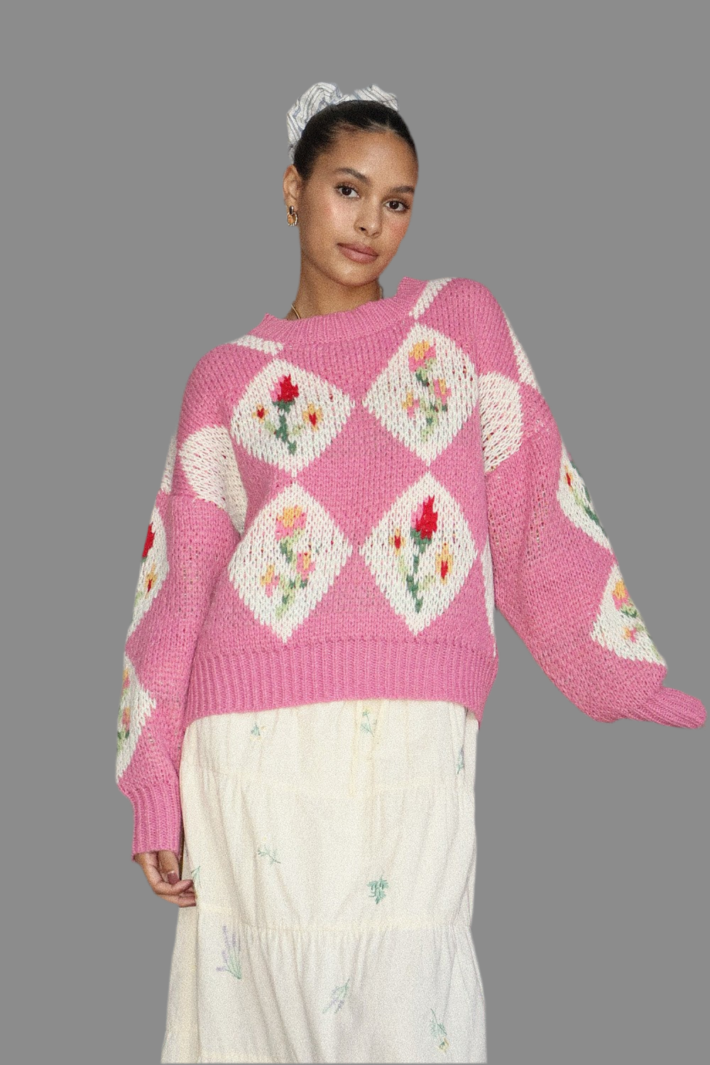 Vintage Flower & Diamond Sweater