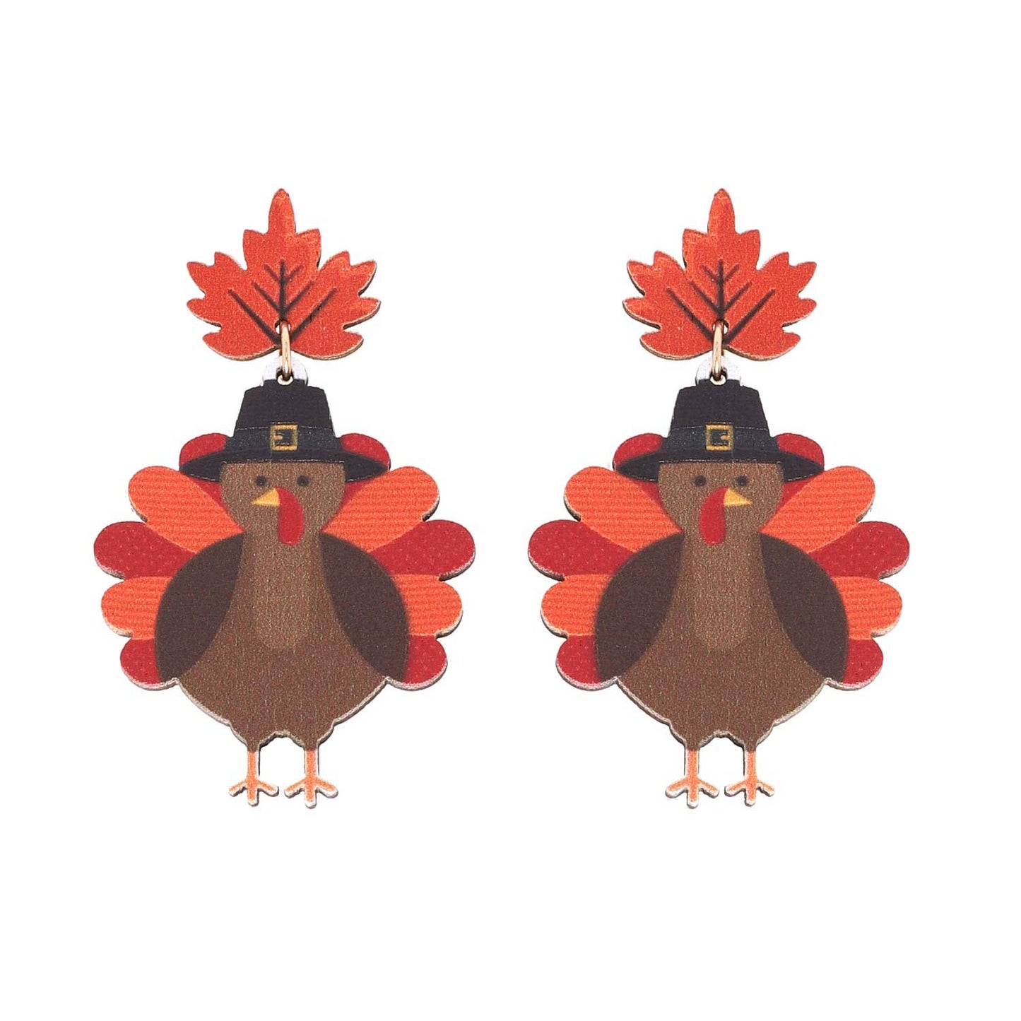 Autumn Leaf Thanksgiving Wooded Earrings