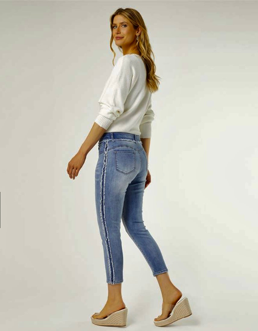 OMG Zoey Skinny Capri w/ Side Fringe