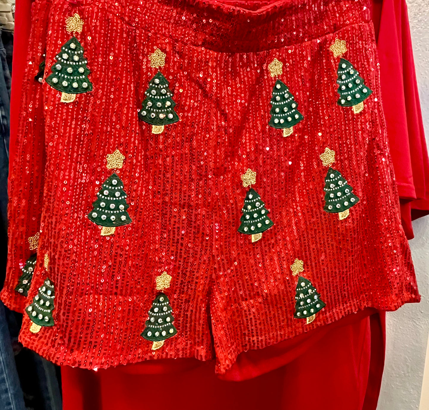 Sequin Christmas Tree Shorts