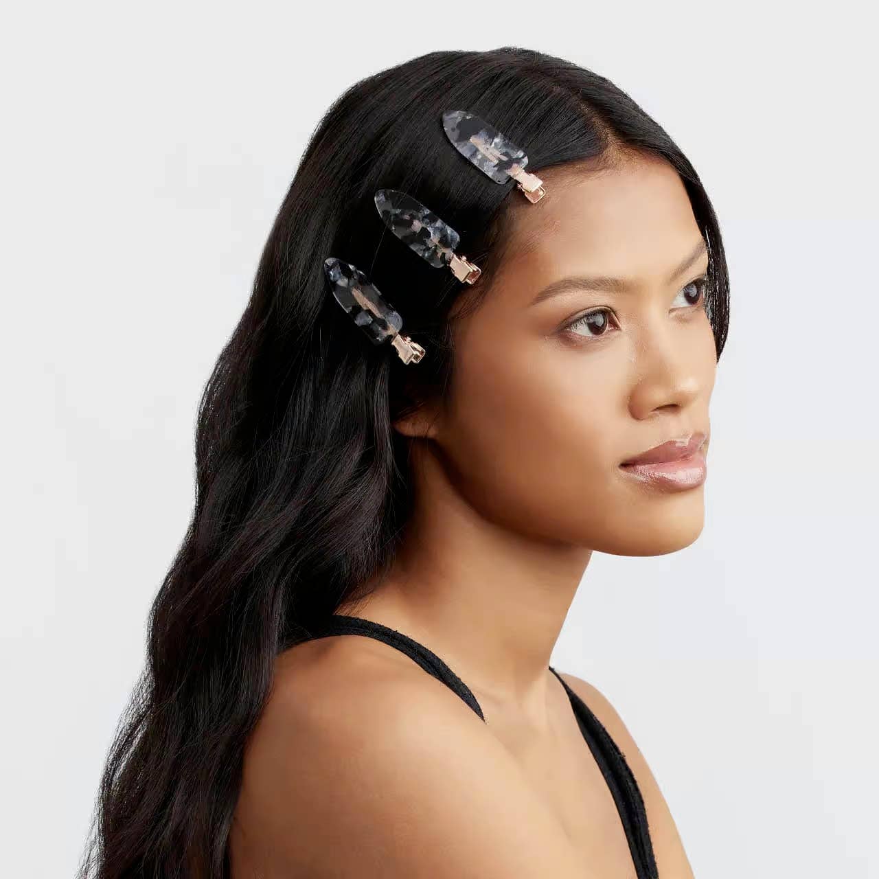 Eco-Friendly Creaseless Clips 4pc Set - (Black Terrazzo)