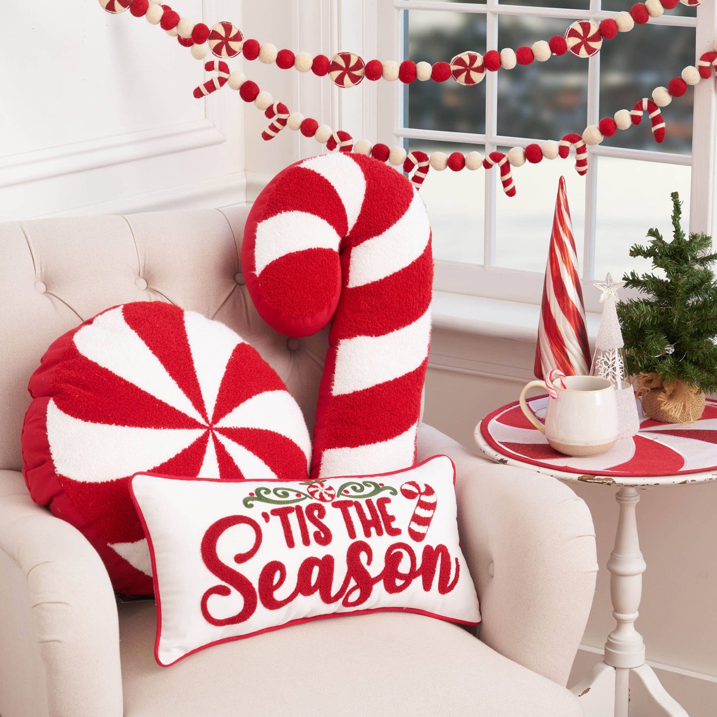 Christmas Candy Cane Shaped Throw Pillow