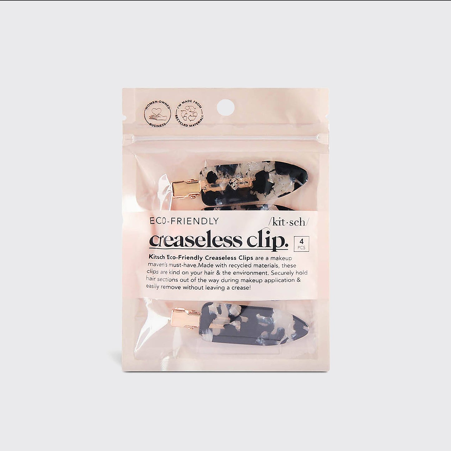 Eco-Friendly Creaseless Clips 4pc Set - (Black Terrazzo)