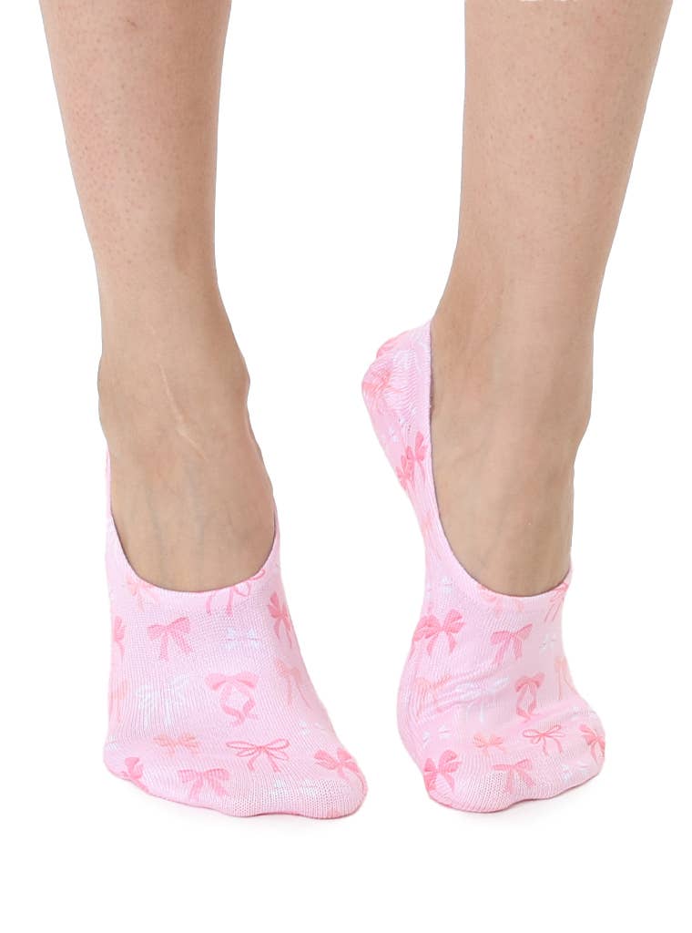 No-Show Liner Socks - Ribbon Bows - Pink
