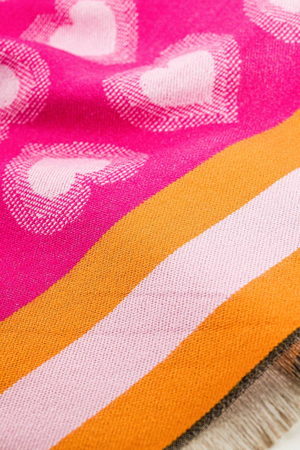 Soft pink scarf with heart print