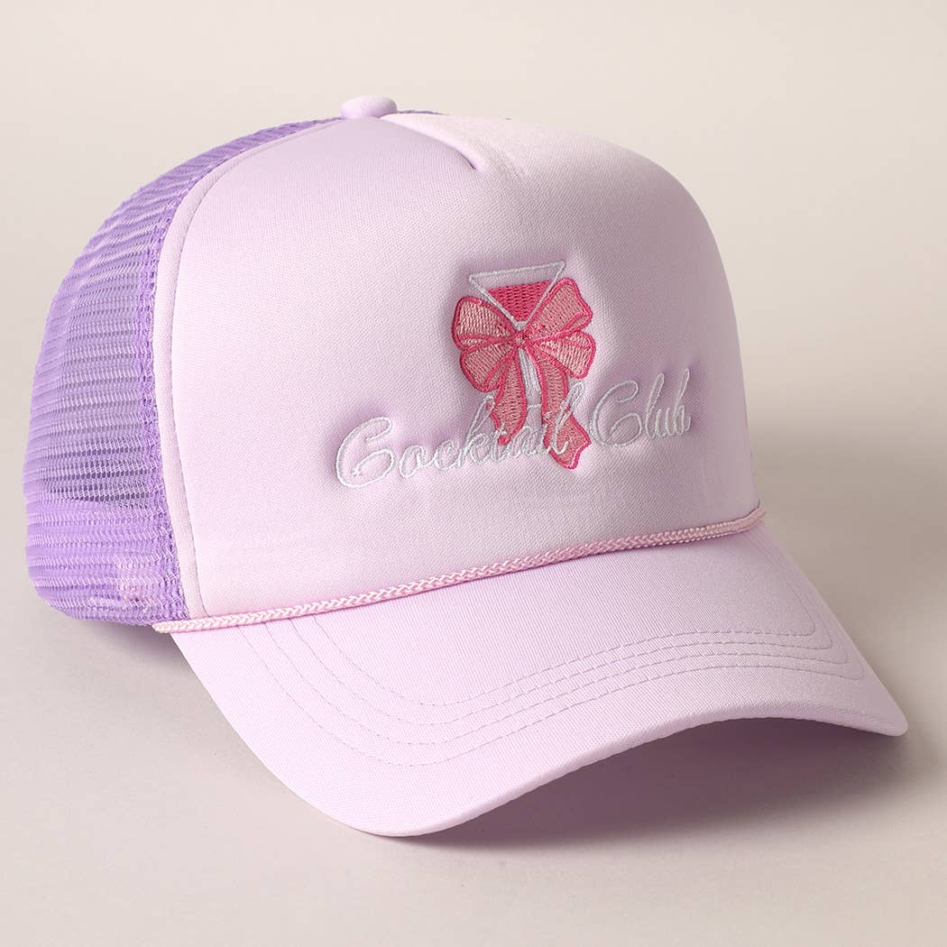 Bow Cocktail Club Embroidery Mesh Back Trucker Hat