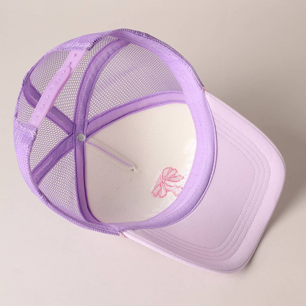 Bow Cocktail Club Embroidery Mesh Back Trucker Hat