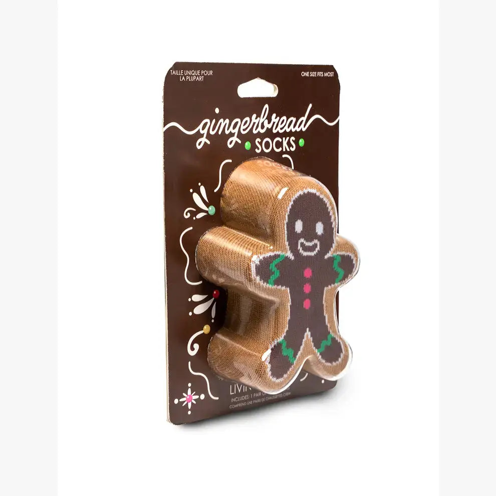 3D Packaged Crew Socks-Gingerbread Man