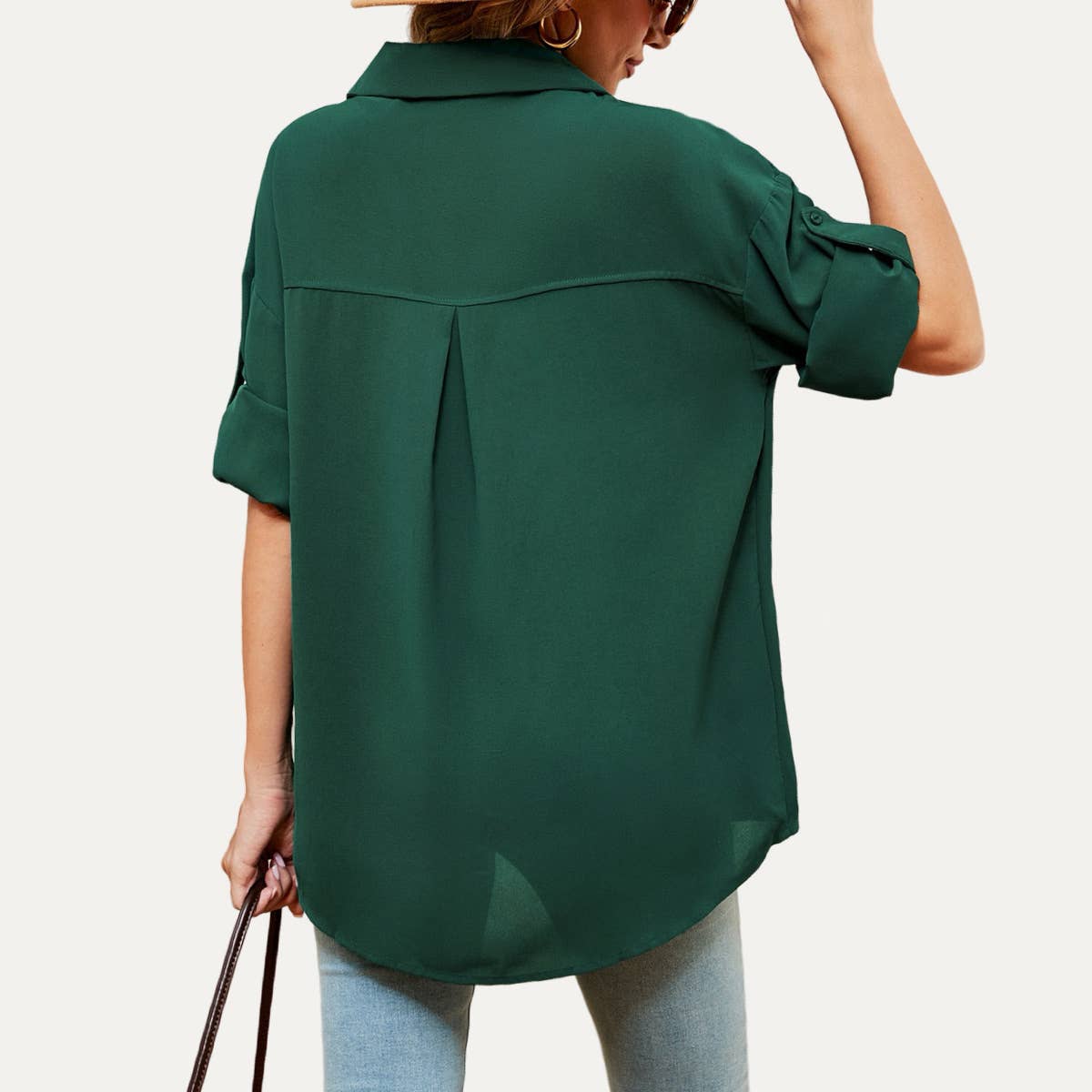 Working Out Solid Long Sleeve Pocket-Font Shirt: