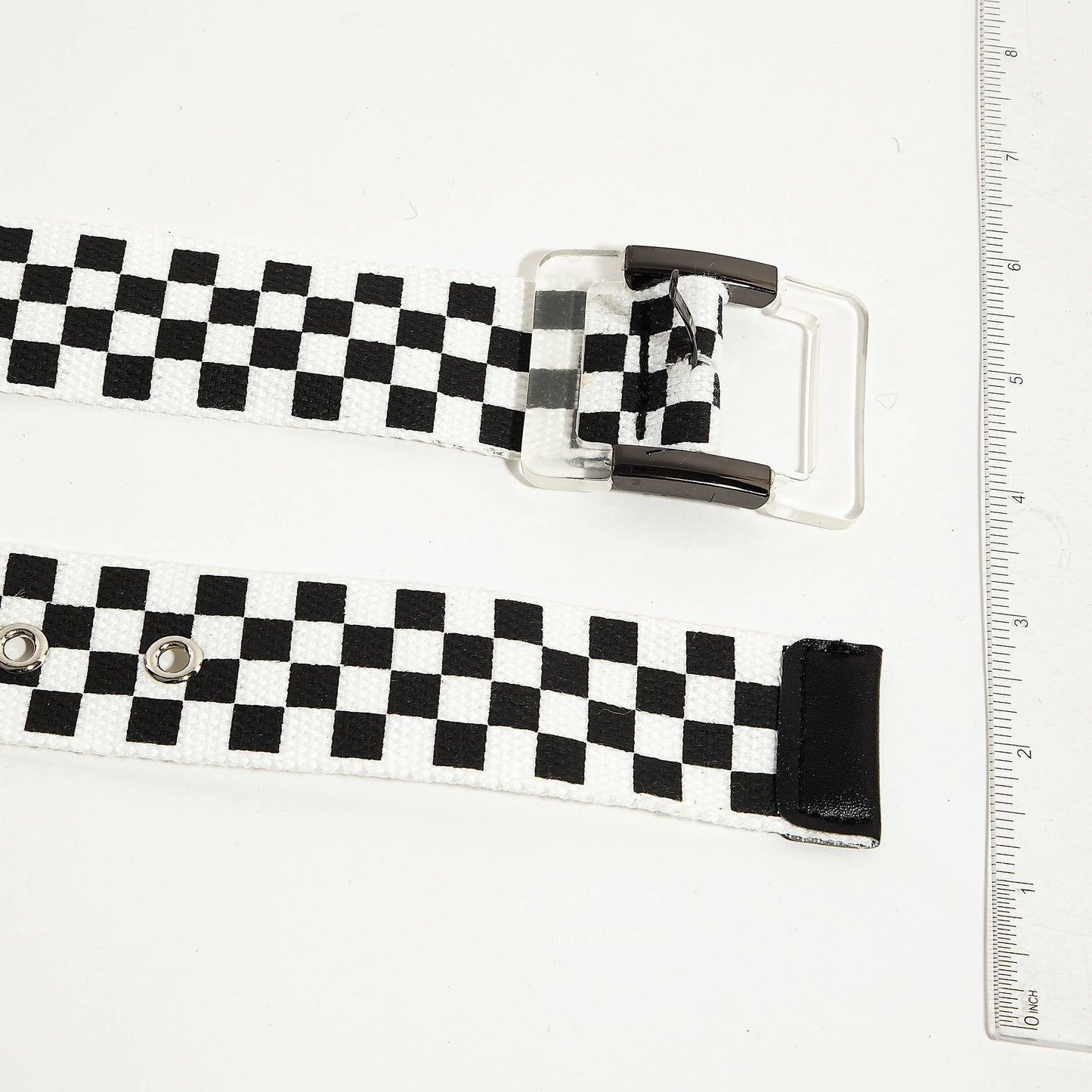 Black White Checkered Fashion Belt