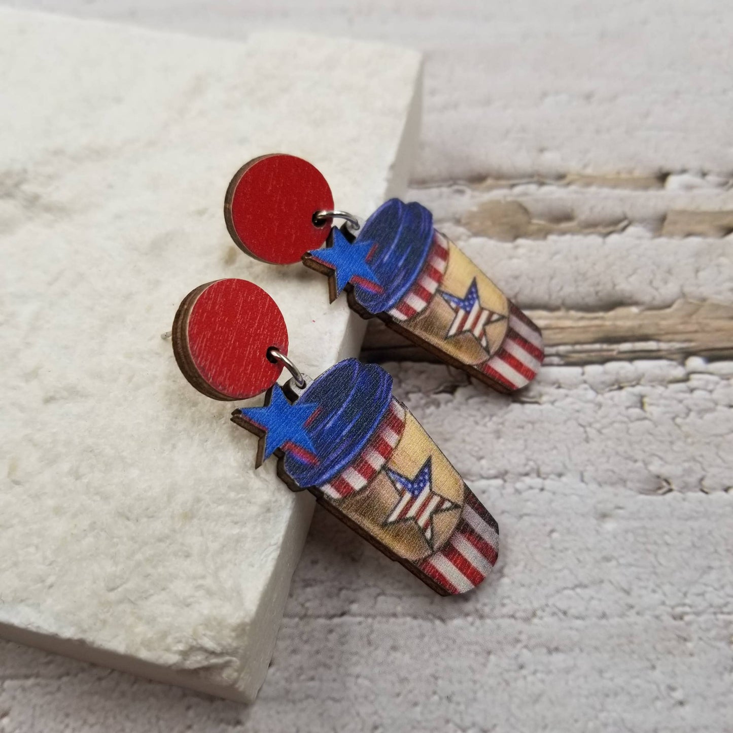 Fourth of July Patriotic Coffee Earrings