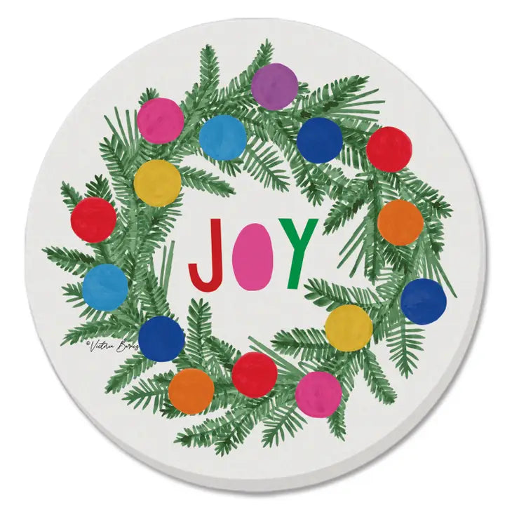Colorful Christmas Pre-Packed Round Coaster Display