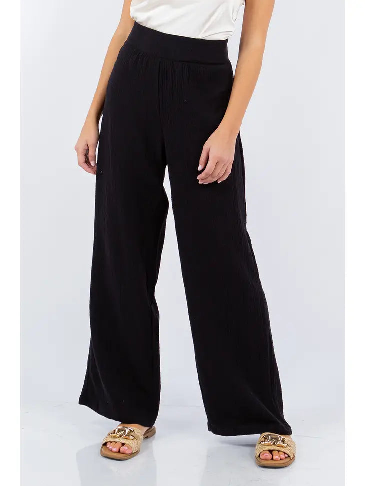 Wide Waist Gauze Pants