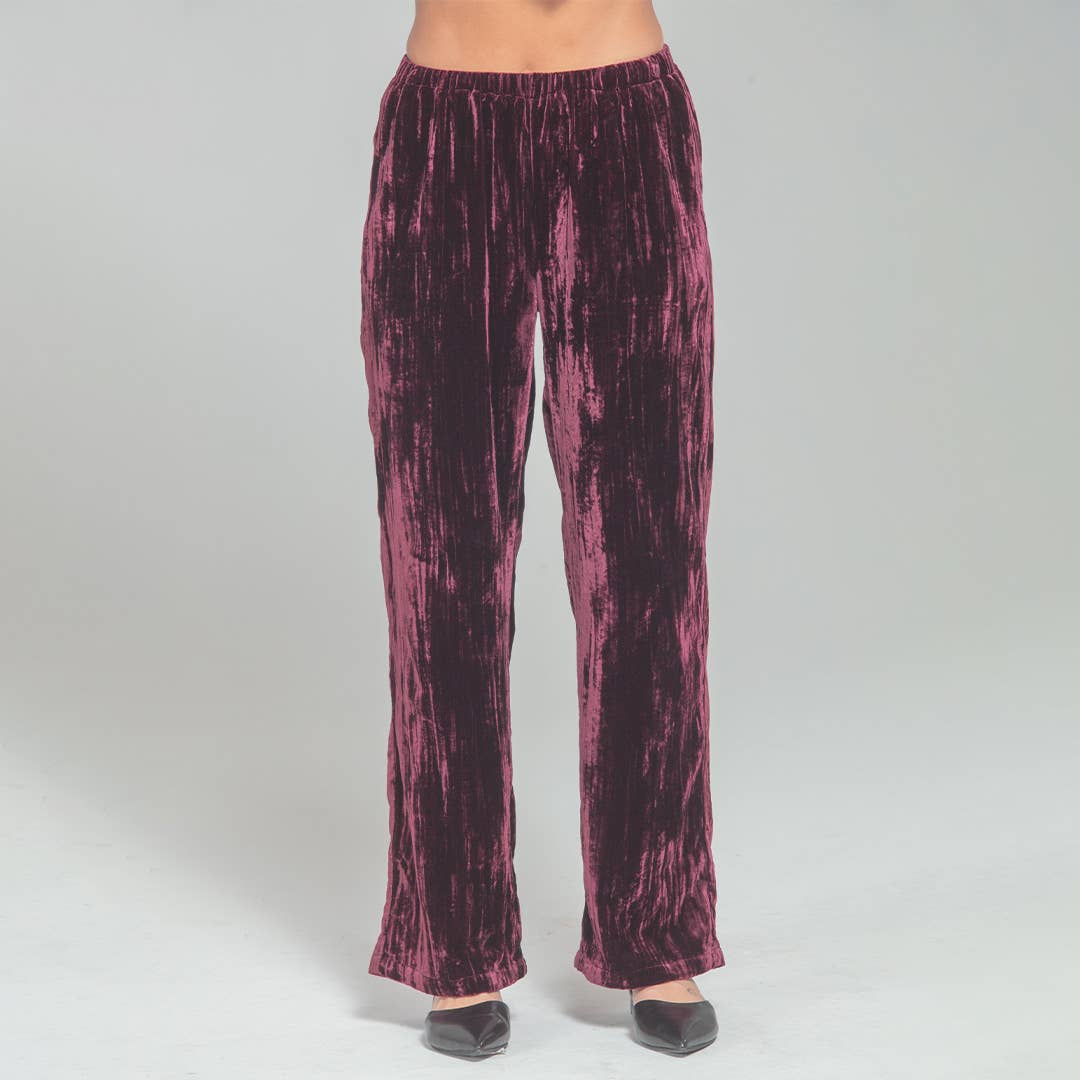 Crushed Velvet Pull-On Pant w/Pockets