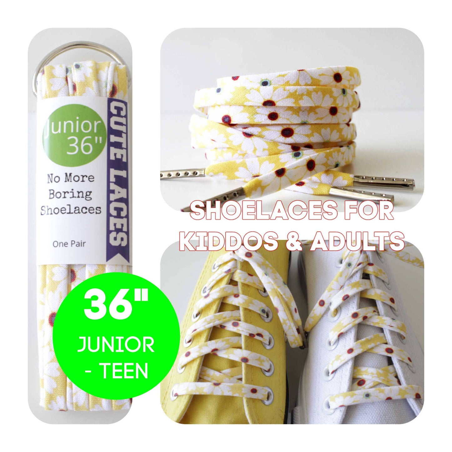 Yellow Flowers - Cute Floral Shoe Laces