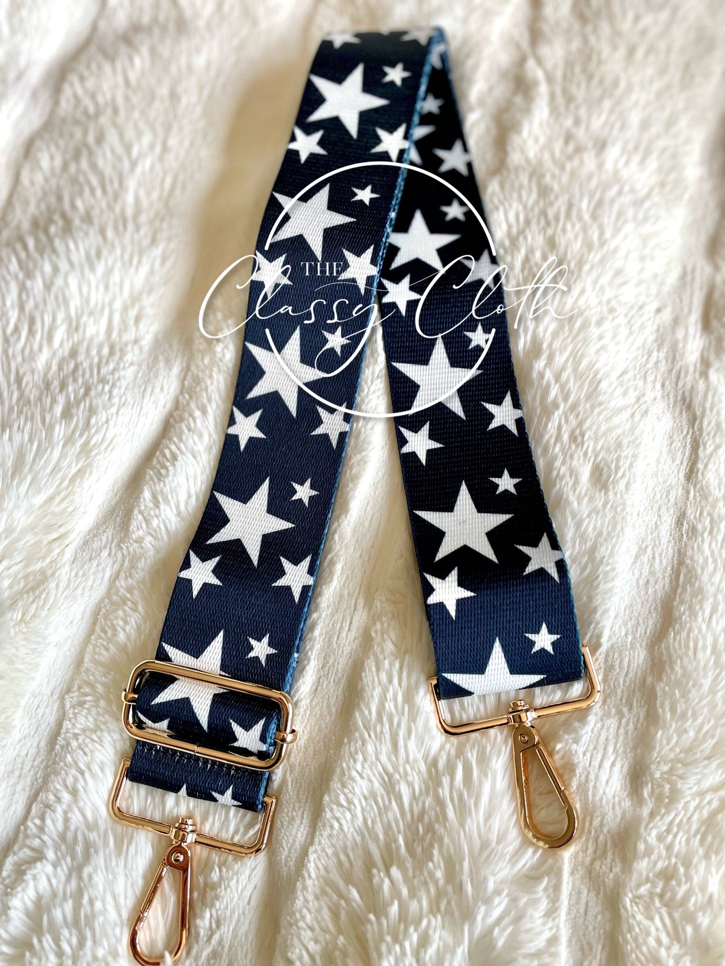 Crossbody Guitar Strap - Navy w White Star RTS