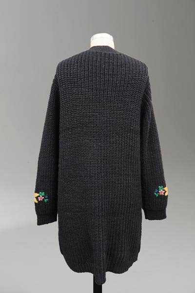 Embroidered Sweater Knit Grandpa Cardigan
