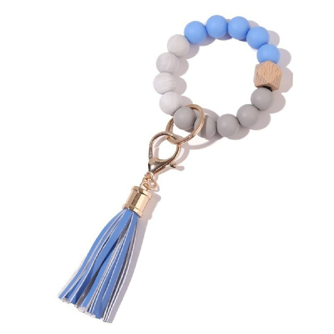 Silicone Keychain Bracelet with Tassel