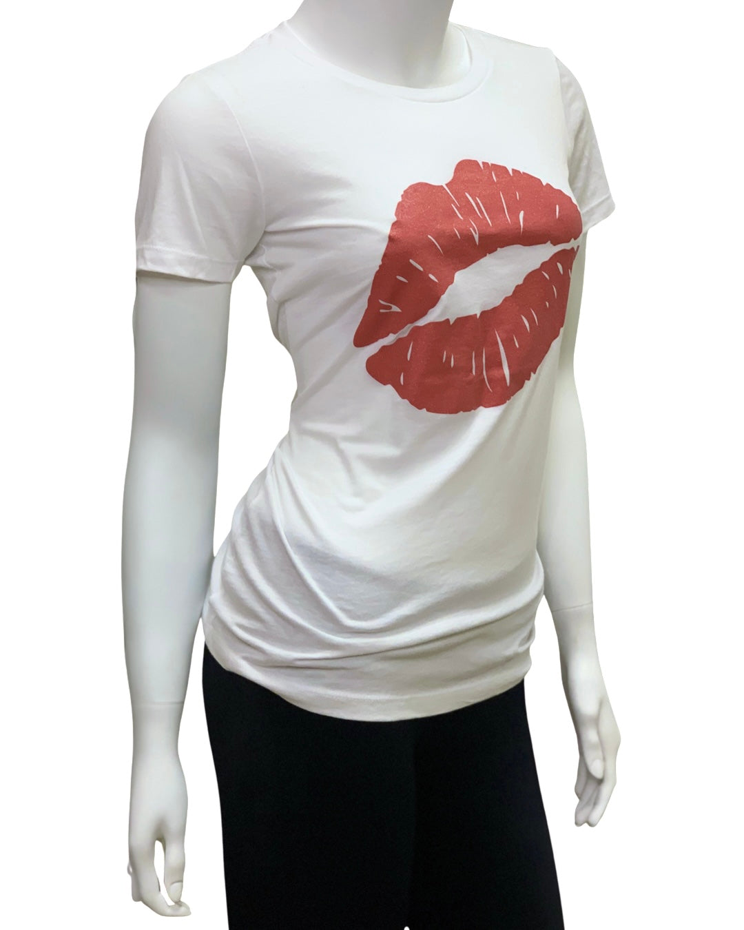 Red Glitter Lips Crew