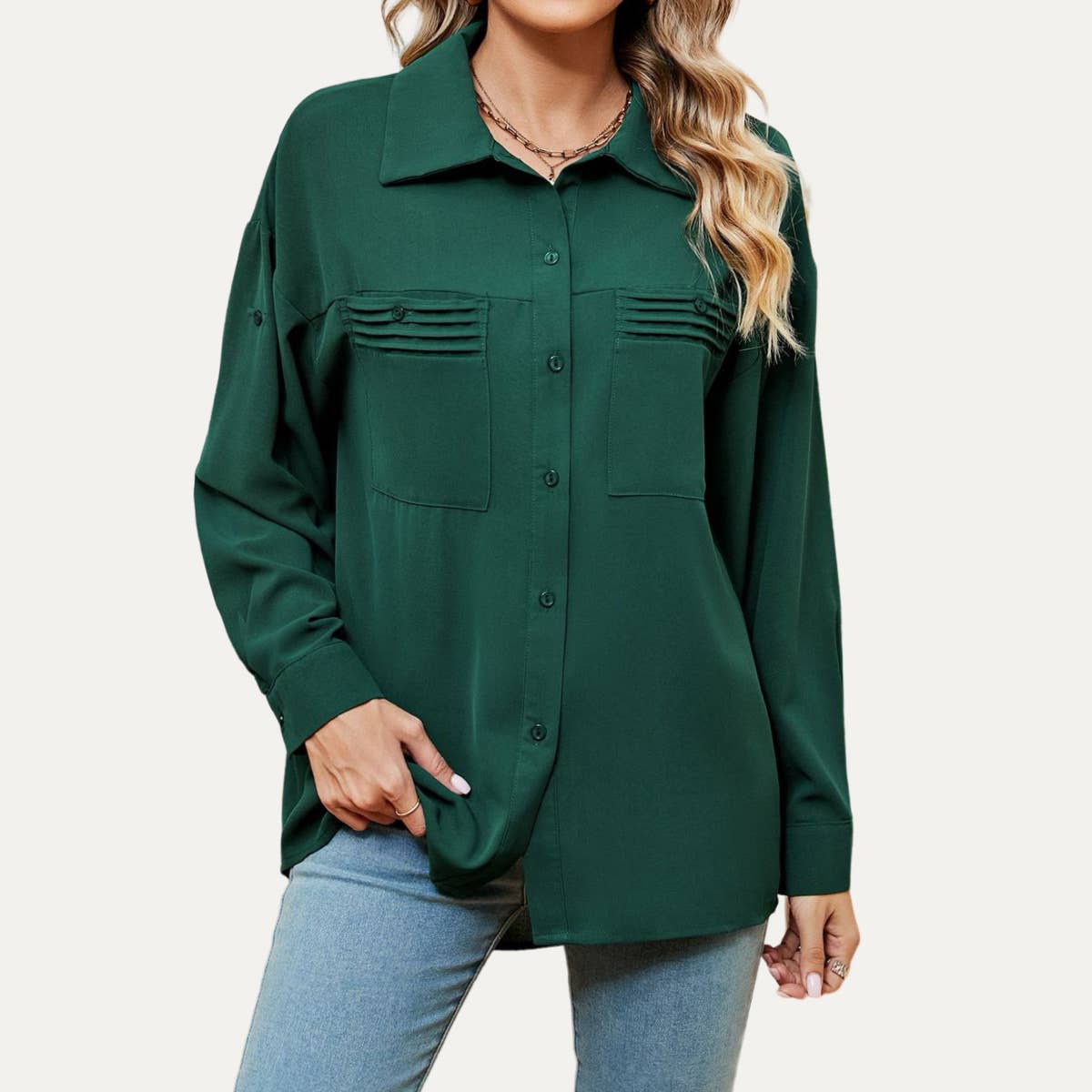 Working Out Solid Long Sleeve Pocket-Font Shirt: