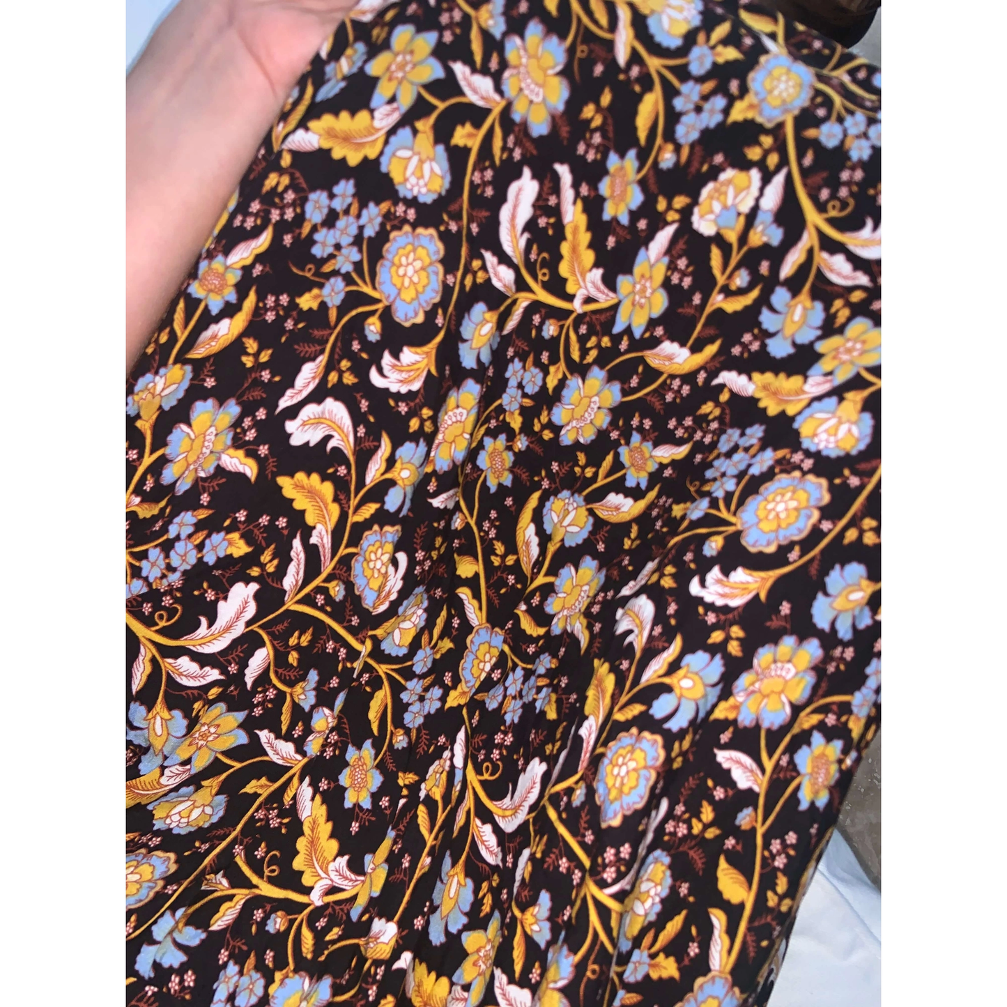 Neck Casual Button Down Boho Floral Print Fall Maxi Dress
