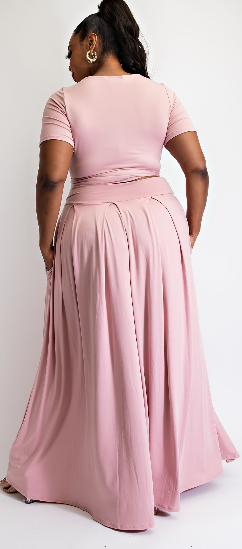 Wrap Around Blush Maxi Skirt Set