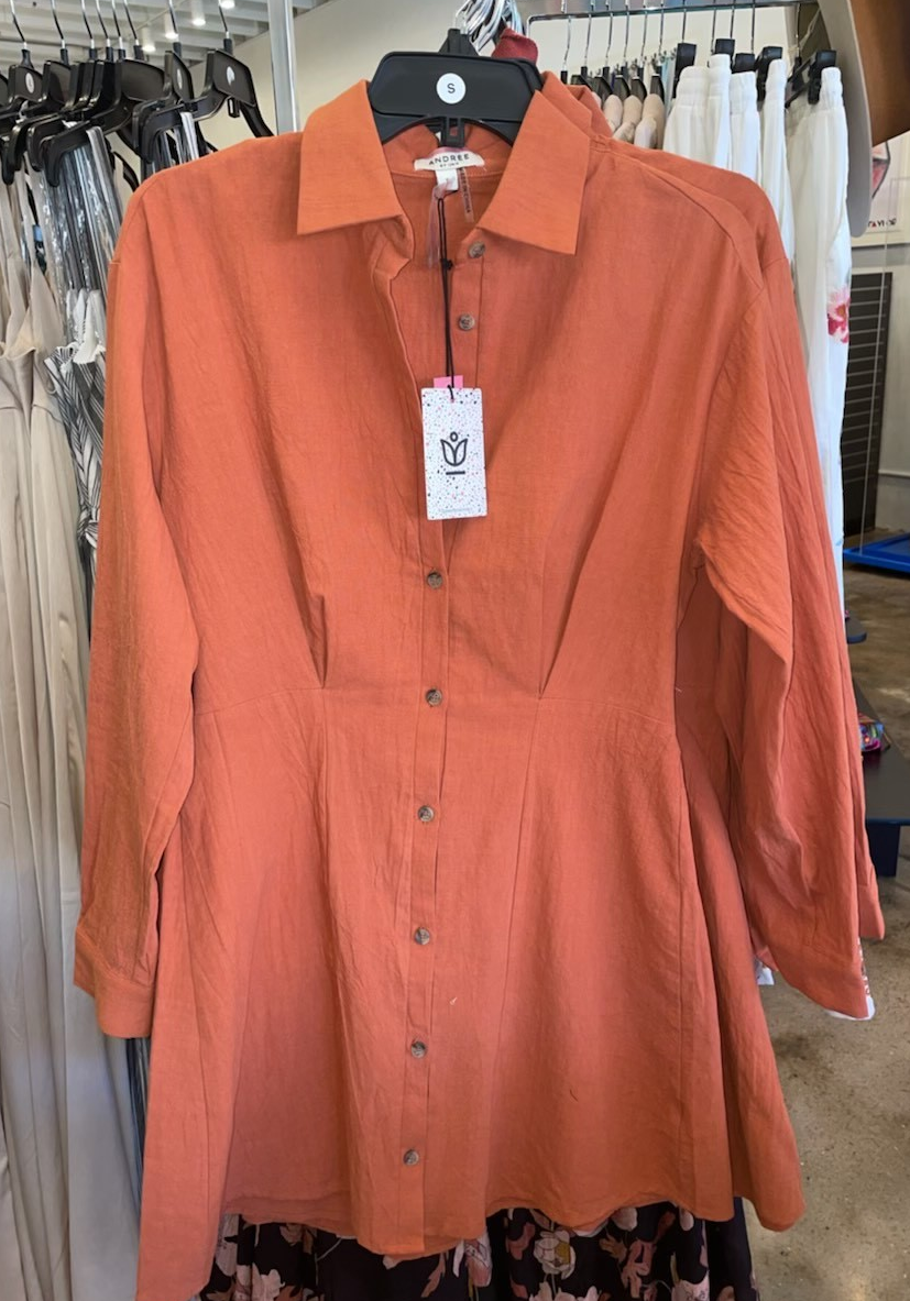 Rust Button Front Dress