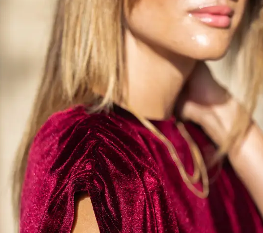 Velvet Ruched Shoulder Tee