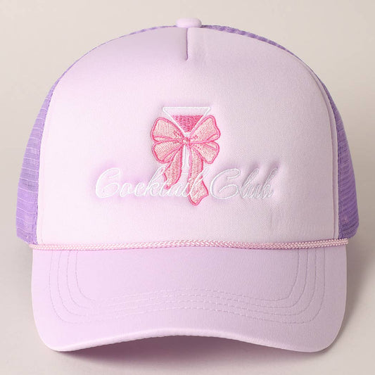 Bow Cocktail Club Embroidery Mesh Back Trucker Hat
