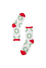 Load image into Gallery viewer, Womens Bamboo Christmas Wreath Socks Xmas Floral Novelty

